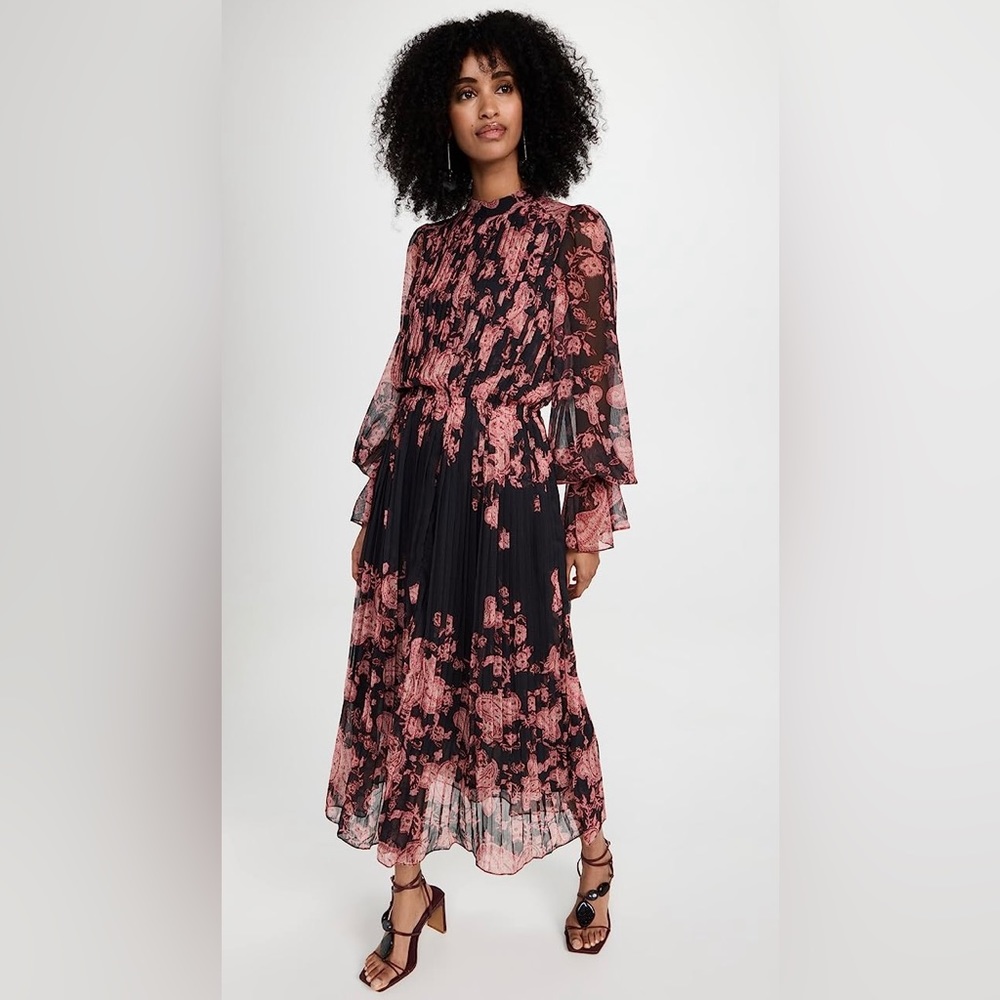 Hemant and Nandita black and pink long sleeve dress